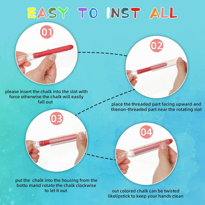 48 Pcs Dustless Chalk Colored twistable Chalk for Blackboard Doodling, Drawing, Writing, Colour Mixture