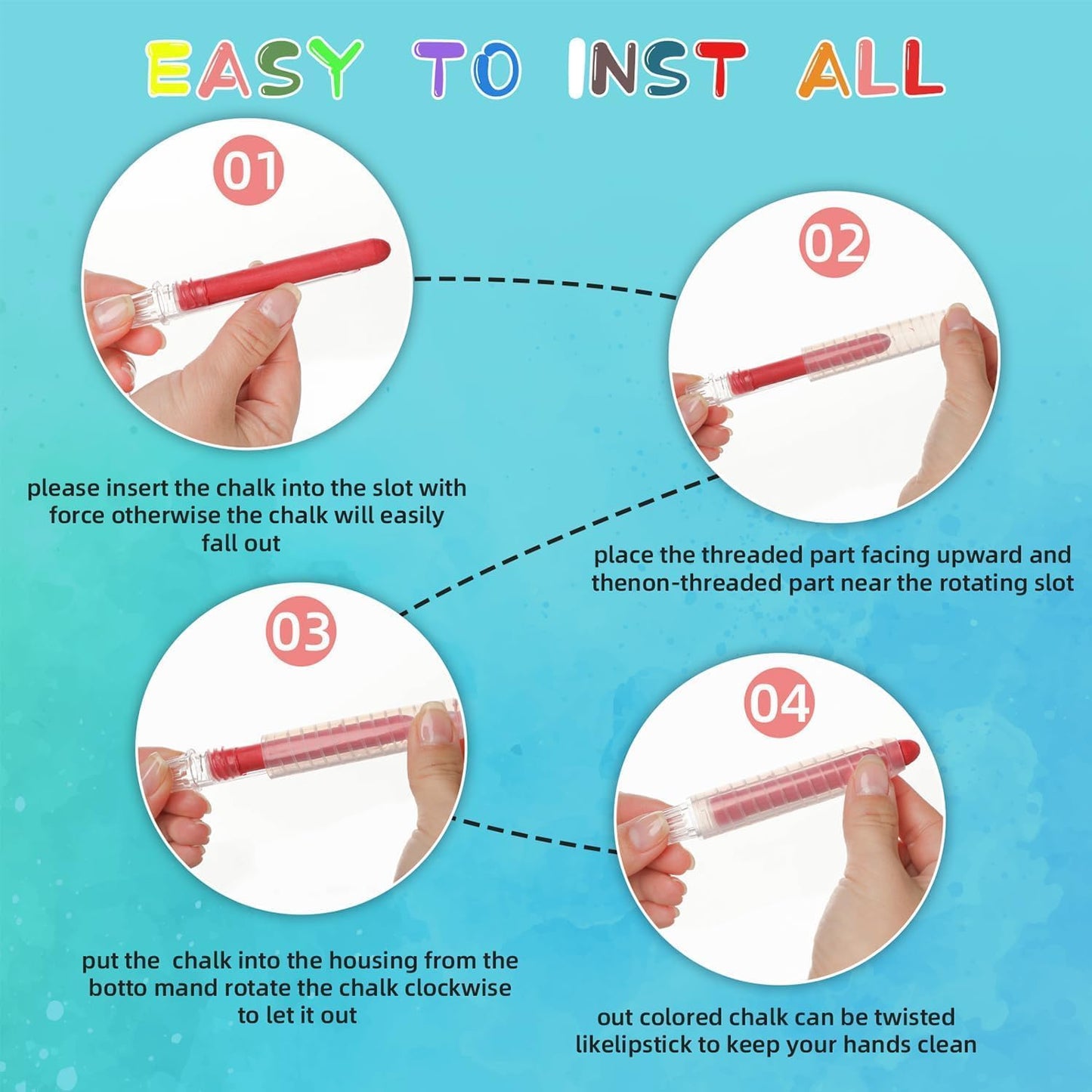 12 Pcs Dustless Chalk Colored twistable Chalk for Blackboard Doodling, Drawing, Writing, Colour Mixture