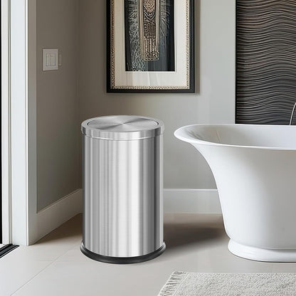 Brushed Gold Bathroom Trash Can with Swing Lid 4.7Gallon,Stainess Steel Garbage Can Trash Bin Wastebaskets for Kitchen,Office,Bedroom (Silver, 4.7 Gallon)