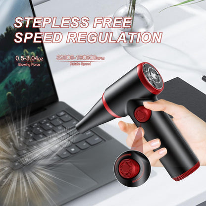 ATEngeus Compressed Air Duster, Stepless Speed Electric Air Duster, 100500RPM Cordless Air Duster with LED Light, Rechargeable Air Blower Replaces Canned Air, Keyboard Cleaner for Laptop, PC