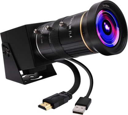 ELP 4K USB HDMI Camera Manual Zoom Webcam - Variable Focus H.264 Telescope USB Security Mini Close-up for Computer - 8mp IMX415 Industrial CCTV (2.8-12mm 4X Zoom Lens)
