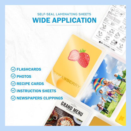 Uinkit 25 Pack 4x6 Inch Self Sealing Laminating Pouches, Waterproof Lamination Pouches, Permanent Adhesive 10mil Thickness No Need Machine (4.5x6.5Inchesx25Pack)