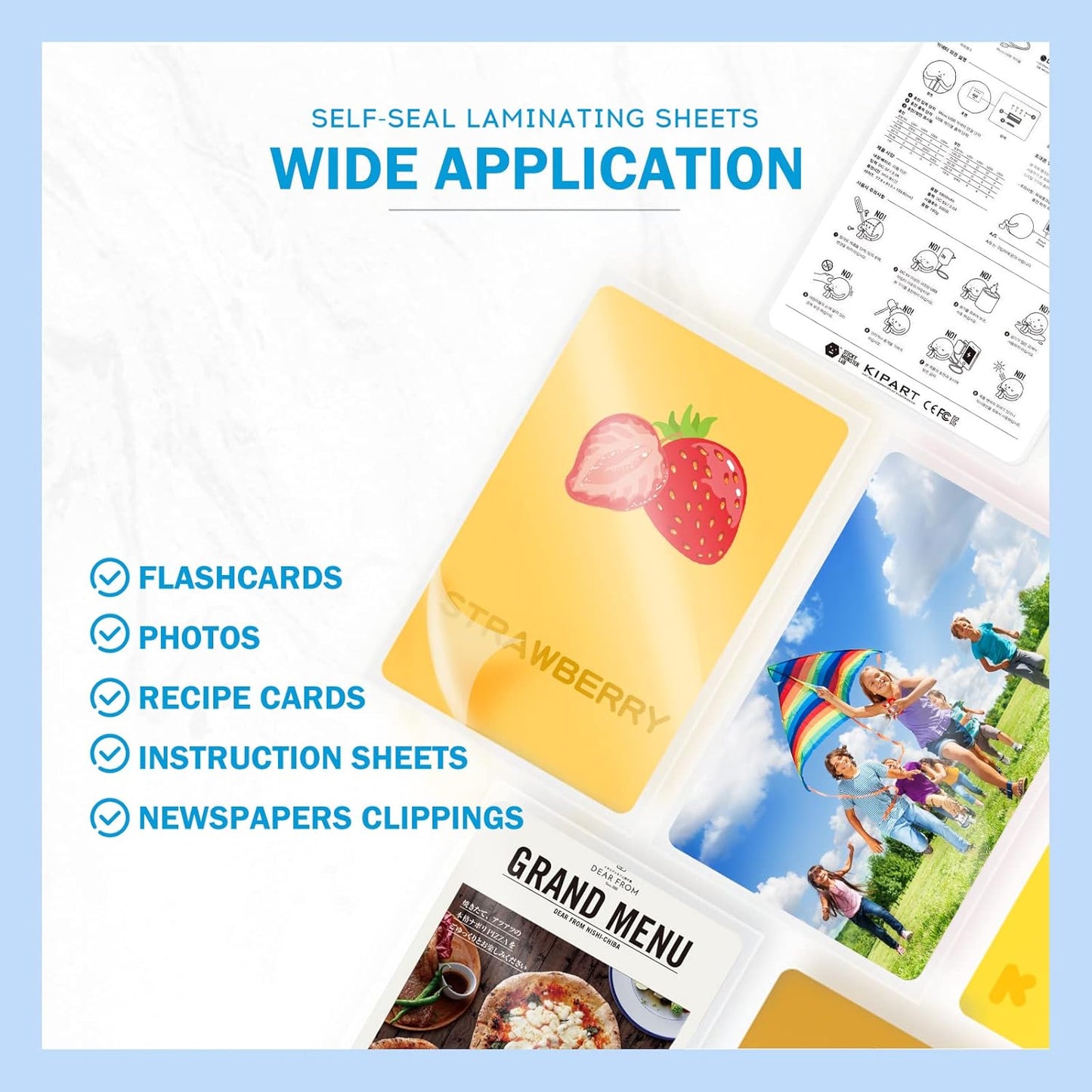 Uinkit 10 Mil 50 Pack Self Sealing Laminating Pouches, Laminate Plastic Sheets for 2.6 x 3.9-Inches Bussinesss Card Size Papers, Use in Office School Home Supplies, Glossy Finish, No Laminator Need