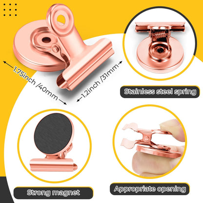 20 Pack Refrigerator Magnets Fridge Magnets, Rose Gold Magnetic Clips Whiteboard Magnets, Magnet Clips Heavy Duty for Photo Displays, Home, Office, Classroom