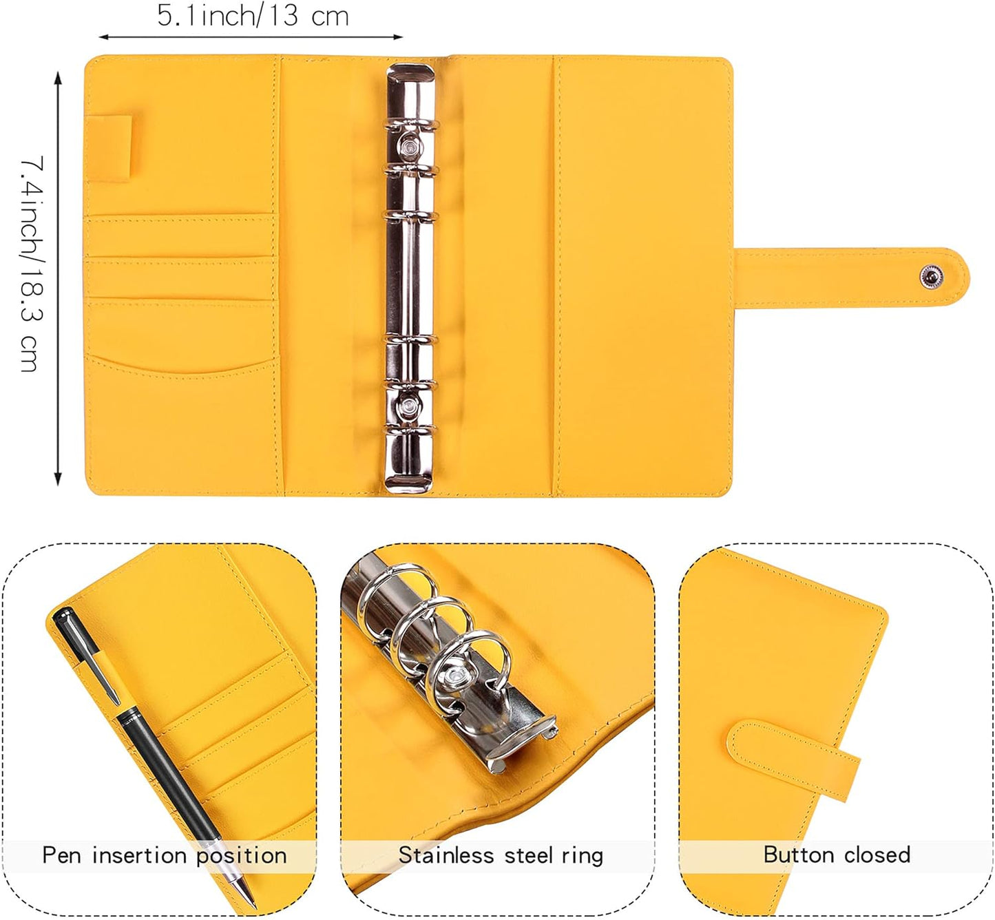 Money Saving Binder, Savings Challenges Book with for Cash Envelopes, 12pcs Zipper Envelopes A6 Budget Binder, Budget Planner for Managing Budgets and Saving Money (Yellow-7.4IN)