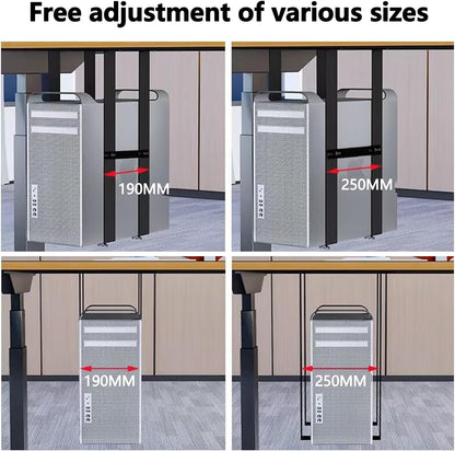 Durable PC Tower Stand | PC Stand for Carpet & Floor | Under Desk Laptop Mount | SPCC Cold Rolling Steel | Adjustable Width 190-250mm | Max Load 25kgs | White/Black (White)