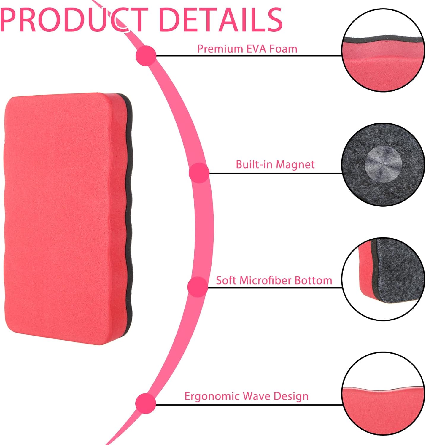 48 Pack Dry Erase Erasers, Magnetic Whiteboard Erasers, Magnetic Dry Erasers for White Board, White Board Erasers Ideal for Classroom, Home, Office, 6 Colors