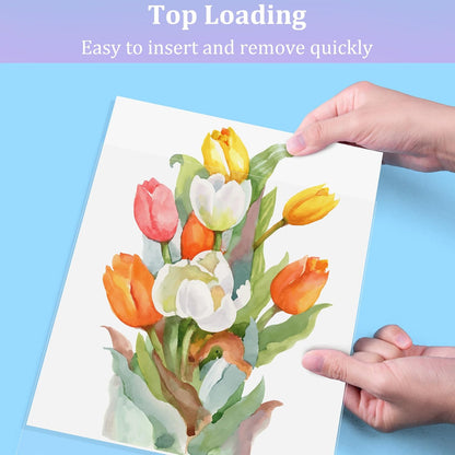 100 Pack No Holes Sheet Protectors 8.5 x 11 Inch Letter Size Page Protectors for Documents, Prints, Top Loading Heavyweight Clear View Plastic Sleeves for Papers, Artworks, Photos