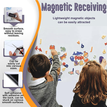 Large Magnetic Dry Erase Board Sheet 60" x 40" Adhesive Backing White Board Sticker for Wall Peel and Stick Whiteboard Contact Paper for Conference Room Office Home