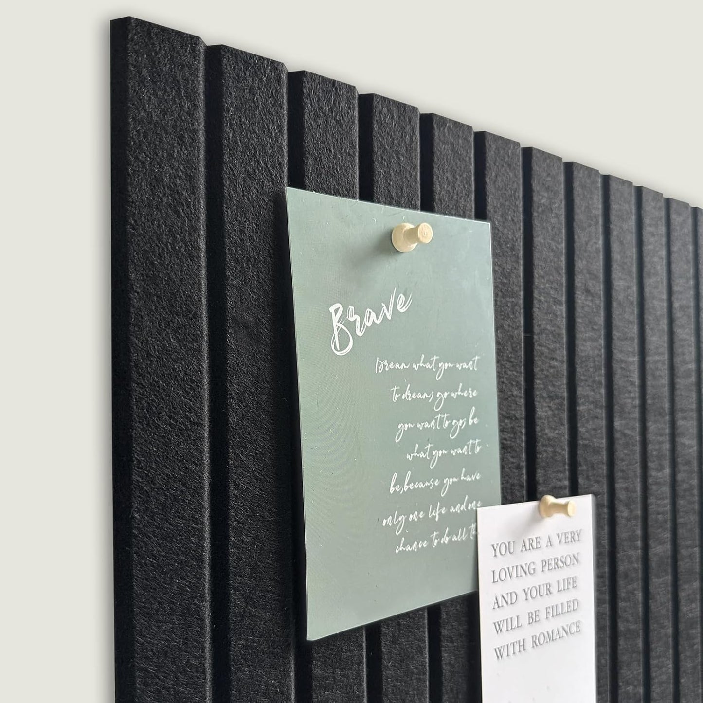 Large Cork Board for Office, 8 Pack Felt Wall Tiles with Slat Wall Paneling, Felt Bulletin Board Pin Board Cork Boards for Walls - Black