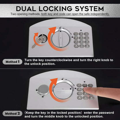 Dalmbox Portable Metal Safe Box with Digital Code Lock,Fire Resistant Storage for Documents, Fireproof Safe Box, Lock Box with Electronic Keypad, Car, Home, Office and Outside, Black XXL