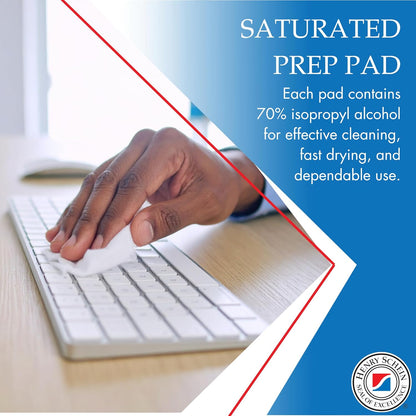 Large Alcohol Prep Pads (200/Box) - 70% Isopropyl Alcohol Wipes, Individually Wrapped - 2 ply, Textured - Skin Prep Alcohols Swabs - Sterile Pads