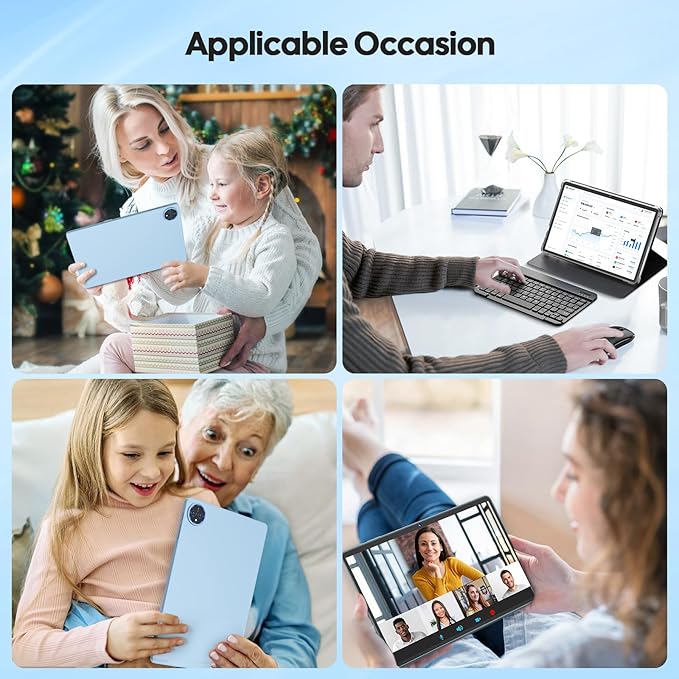 2026 11 inch Tablet, Android 15 Tablet with Keyboard, 24GB RAM+128GB ROM(2TB Expand), 8000mAh, Gemini AI, 2.4G/5G WiFi, BT5.0, GMS, Octa-core, 2 in 1 Tablets with Case, Mouse, Stylus(Black Case)