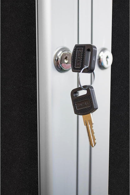 Ghent 36"x60" 2-Door indoor Enclosed Recycled Rubber Bulletin Board, Shatter Resistant, with Lock, Satin Aluminum Frame,Confetti (PA23660TR-CF ) ,Made in the USA