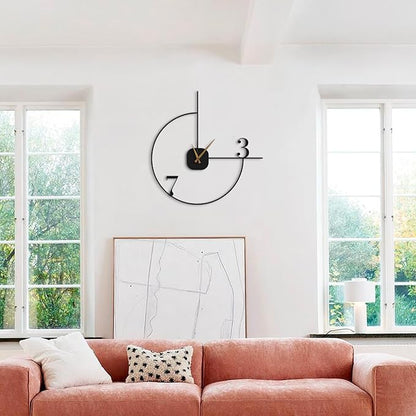 Minimalist Wall Clock 20-Inch – Black Metal, Silent Non-Ticking Quartz, Sleek Contemporary Design for Living Room, Kitchen, Office