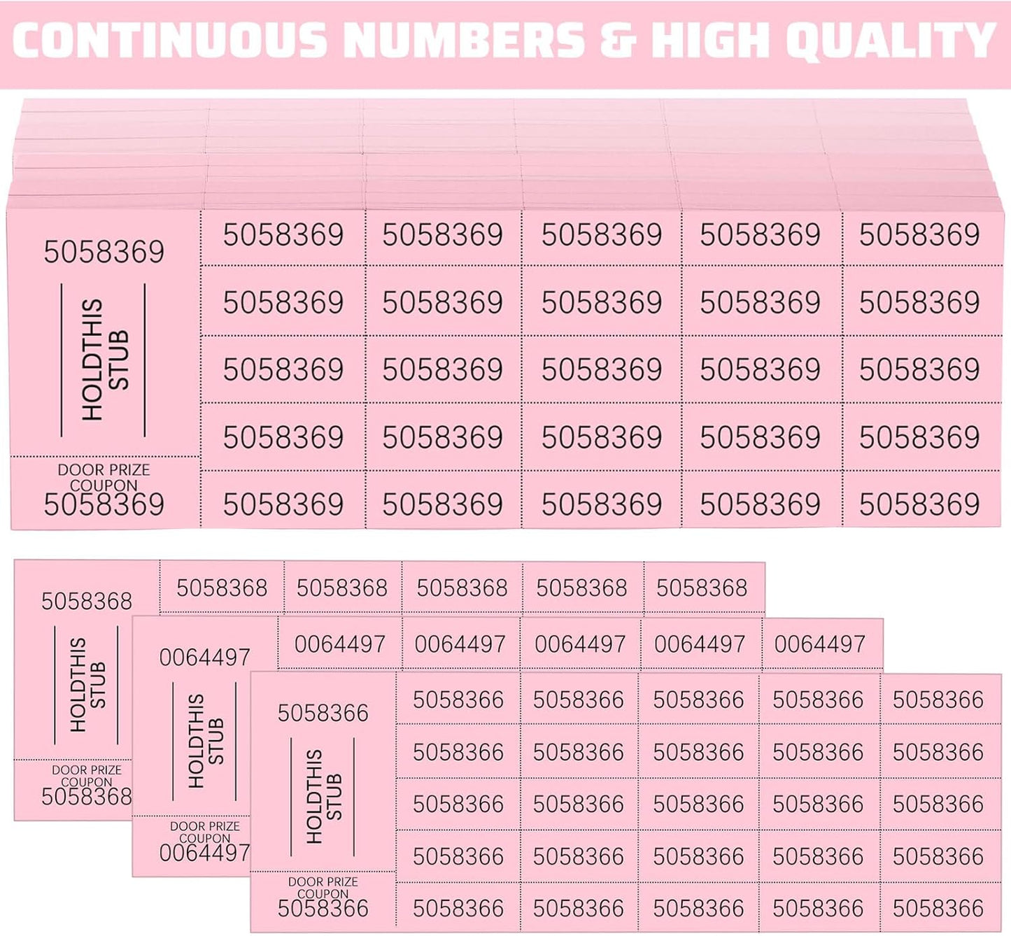 Kosiz 504 Sheets 25 Bid Raffle Ticket with Different Numbers Per Sheet Chinese Auction Tickets for Events Church Basket Auction Silent (Pink)