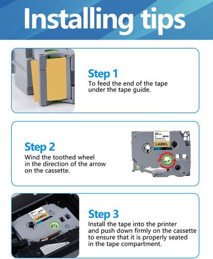Weemay 3 Pack TZe851 24mm Black on Gold Laminated Label Tape Compatible with Brother Label Maker Tape TZe-851 TZe 851 TZ-851 TZ851 for PTouch PT-E500 PT-D600 PT-P750W PT-P900W Printer, 1 in x 26.2 ft