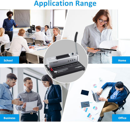 TIANSE Binding Machine, Spiral Coil Binder Machine, Manual Book Maker Punch Binder with Electric Coil Inserter,Suit for Letter Size / A4 / A5 with 100pcs 5/16'' Plastic Coil Binding Spines & Plier