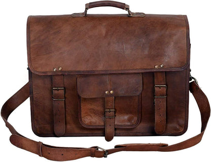 Leather briefcase for men 18 inch laptop messenger bag office satchel computer bag for men and women (16 INCH)