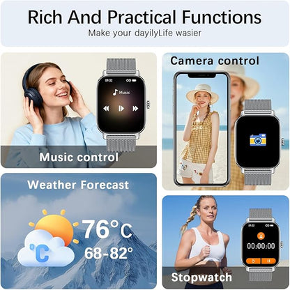 Smart Watch for Women Fitness Tracker: Make Answer Call Waterproof Running Smartwatch Android Phone iPhone Samsung Compatible Digital Mens Watches Pedometer Step Tracker Heart Rate Monitor