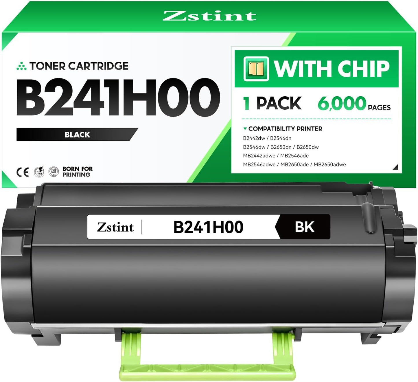 B241H00 Toner Cartridge Black with chip High Yield Replacement Compatible for Lexmark B241H00 B2442dw B2546dn B2546dw B2650dn B2650dw MB2442adwe MB2546ade MB2546adwe MB2650ade MB2650adwe Laser Printer
