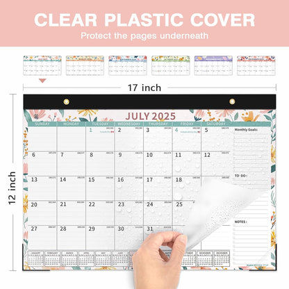 Ospelelf Desk Calendar 2025-2026, Magnetic Fridge Wall Calendar, 18 Month Monthly Large Calendar Planner with Plastic Cover 17" X 12", July 2025 to December 2026 Ditsy Floral