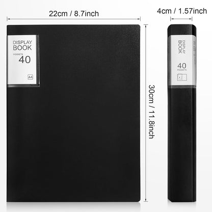Marspark 6 Pcs Binder with Plastic Sleeves Large 8.5" x 11" Display Presentation Book 40 Pocket 80 Pages Art Portfolio Folder Clear Sheet Protector for Photo Document (Black,White)