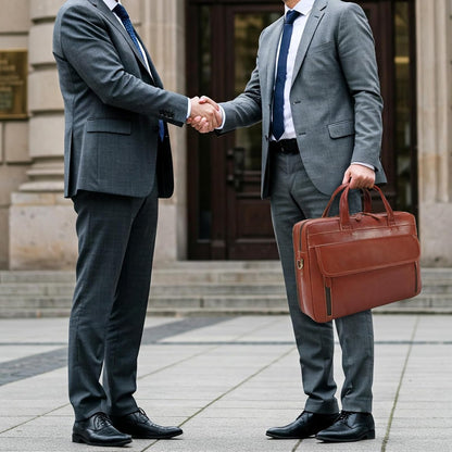 Masa Kawa Leather Briefcase for Men 15.6", 17" Laptop Computer Case Business Travel Work Messenger Cross Body Shoulder Bag