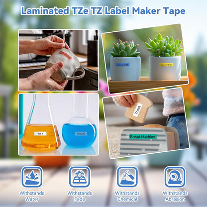 Label Maker Tape Colored Refill Compatible with Brother P-Touch Label Tape TZe 12mm 0.47 Ribbon Laminated TZ Colored Refills TZe-231 for PT-D210 D220 H110 D410 P710BT H111 1070 1880, 6-Pack