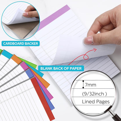 Colarr 24 Pack Legal Pads 4 x 6 Inches Lined Notepads 50 Sheets Wide Ruled Writing Pads for School College Office Business