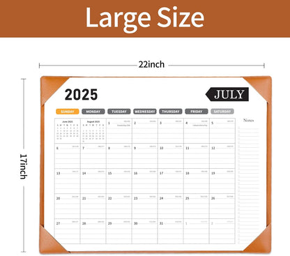 Large Desk Calendar 2025-2026, Calendar with Desk Protecting Pad, Desk Calendar Large 22x17, Runs From July 2025 to December 2026, 18 Months, Big Desktop Calendar for Family Classroom and Office(Brown)
