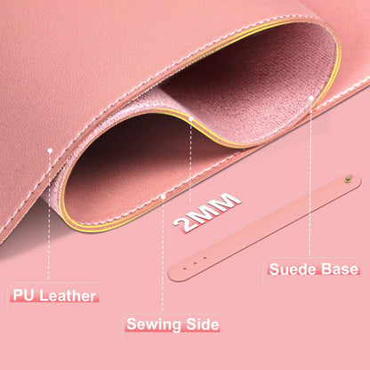 Leather Desk Pad Protector, 39.4'' X 17'' Large Mouse Pad, Office Desk Mat, Non-Slip PU Leather & Suede Base Desk Blotter, Laptop Desk Pad, Desktop Mat for Office Home, Sweet Pink