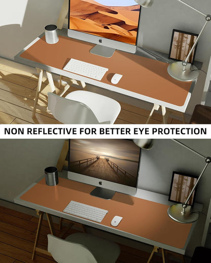 AFIING Leather Desk Pad Protector,Mouse Pad,Office Desk Mat, Non-Slip PU Leather Desk Blotter,Large desk mat,Waterproof Keyboard mat for Office/Home/Decor (Light Brown,48"" x 17"")