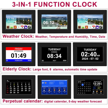7 inch Digital Network Intelligent Weather Clock with Temperature and Humidity Weather Forecast 8 Group Alarm Clock