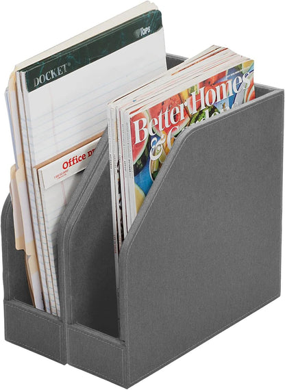 MobileVision Executive Grey Cloth Fabric Vertical File Holders - 2 Piece Combo