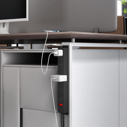 Power Strip with 6AC Outlets 6 Ft UL 14AWG Cord Straight Plug,Metal Wall Mount Heavy Duty Power Strip with Switch for Commercial,Industrial,School and Home,15A/125V/1875W,Black(6FT)