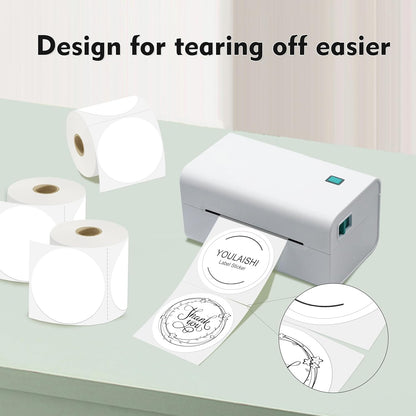 3 X 3 Inch Color Coding Dot Labels Circle White Thermal Printable Waterproof 2000 Pcs Round Stickers Adhesive Writable for Office, Home, Garage, DIY Sticker, Barcodes, Name Tag