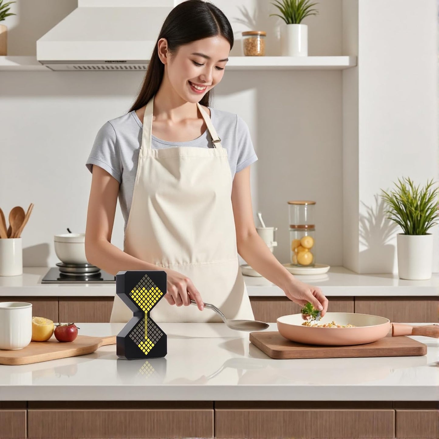 LED Digital Electronic Hourglass Gravity Induction Timer, 1 to 30 Minutes Free Adjustment,DIY Digital Timer, Suitable for Kitchen, Room, Classroom, Office (Yellow)