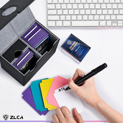 ZLCA Trading Card Dividers, Playing Card Page Dividers with Tabs, Plastic Card Separator for Storage Box Folder Record Baseball Games Sports Card 2.75 x 3.76 Inch (100, Corlorful)