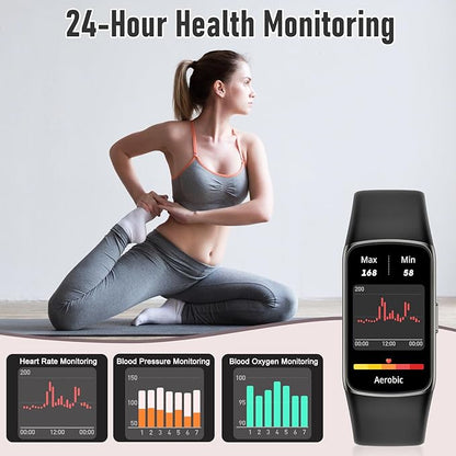 Fitness Tracker with 24/7 Heart Rate, Blood Pressure Blood Oxygen Sleep Monitor, 123 Sports Modes Calories Smart Watch,IP68 Waterproof Step Counter Activity Trackers Pedometer for Women Men