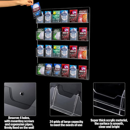 Weysat Acrylic Brochure Pamphlet Holder Brochure Display Stand Business Tri Fold Multi Slot Holder Rack Wall Mount Clear Pocket Space Saver for Flyer Literature Menu Advertise(1 Piece)