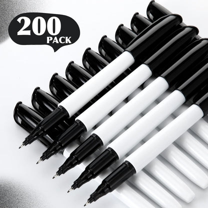 200 Pack 0.4mm Ultra Fine Point Permanent Marker Bulk, Fine Tip Permanent Markers Set, Quick Dry, Waterproof, Durable, Works on Paper, Glass, Ceramic, Plastic, Wood, Rock, Metal (Black)