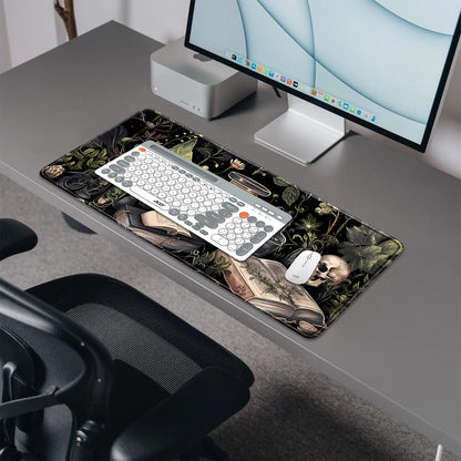 Dark Academia Witchcraft Mouse Pad,Extended Skull Magic Book Mousepad Desk Pad with Stitched Edges,Non-Slip Waterproof Rubber Base Mouse Mat for Office Computer Keyboard Laptop Home(27.5x11.8 in)