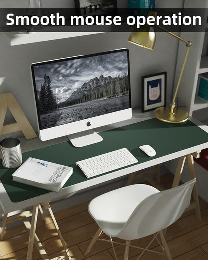 Extra Large Desk mat, Leather Desk Pad Protector,Office Desk Mat,Mouse Pad, Non-Slip Desk Blotter, Laptop Desk Pad, Waterproof Desk Writing Pad for Office&Home (Dark Green, 55" x 17")