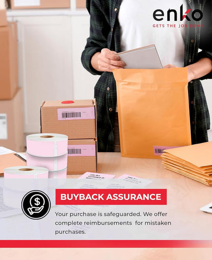 enKo [6 Rolls, 2100 Labels] Address, Shipping & Barcode Labels 30252 - Pink (1-1/8" x 3-1/2") Compatible for Dymo LabelWriter