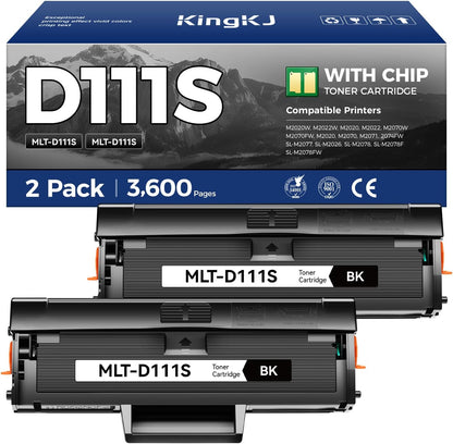 MLT-D111S Toner Cartridge Black 2-Pack High-Yield Replacement for Samsung MLT-D111S MLT-D111L D111S Compatible with Xpress M2020 M2022W M2070FW M2071 2074FW SL-M2077 2074FW SL-M2026 SL-M2078FW Printer