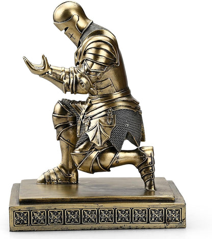 Medieval Armored Warrior Knight Pen Holder Desk Organizers and Accessories Resin Pencil Holder Paperweight as Gift with a Cool Letter Opener for Desk (Bronze)