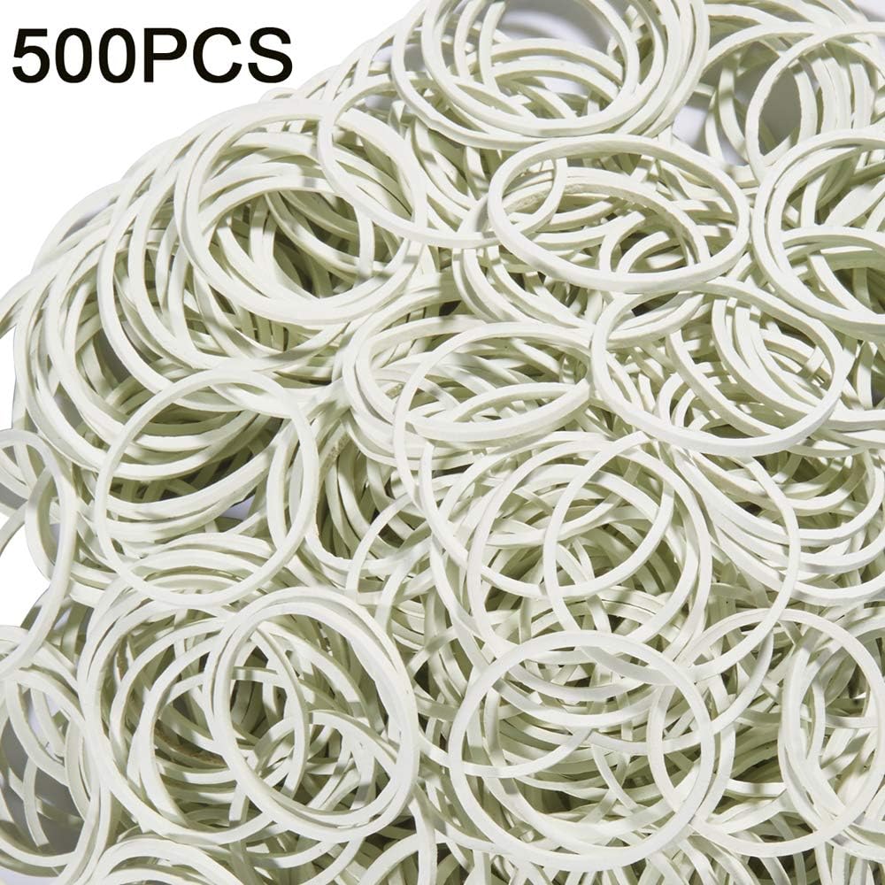 AMUU Rubber Bands 500pcs White about 1.2inch Small Rubber Bands 2.5-3cm rubber band for Office School Home Strong Elastic Band Loop Office Supplies