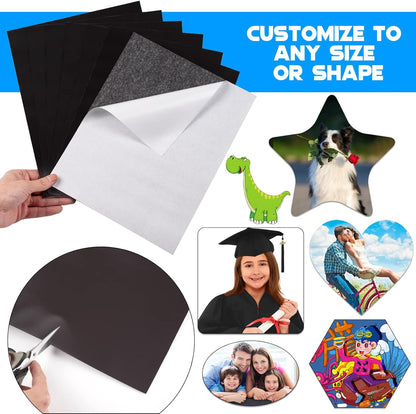Adhesive Magnetic Sheets for Letter Size 8.5x11 (Pack of 8),Magnet Sheets with Self-Stick Adhesive for Home/Classroom/Office,Easy Cut DIY Paper Craft Magnet