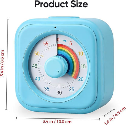 60-Minute Visual Timer for Kids, Silent Rainbow Countdown Timer for Time Management, Homeschool, Classroom, Home, Office